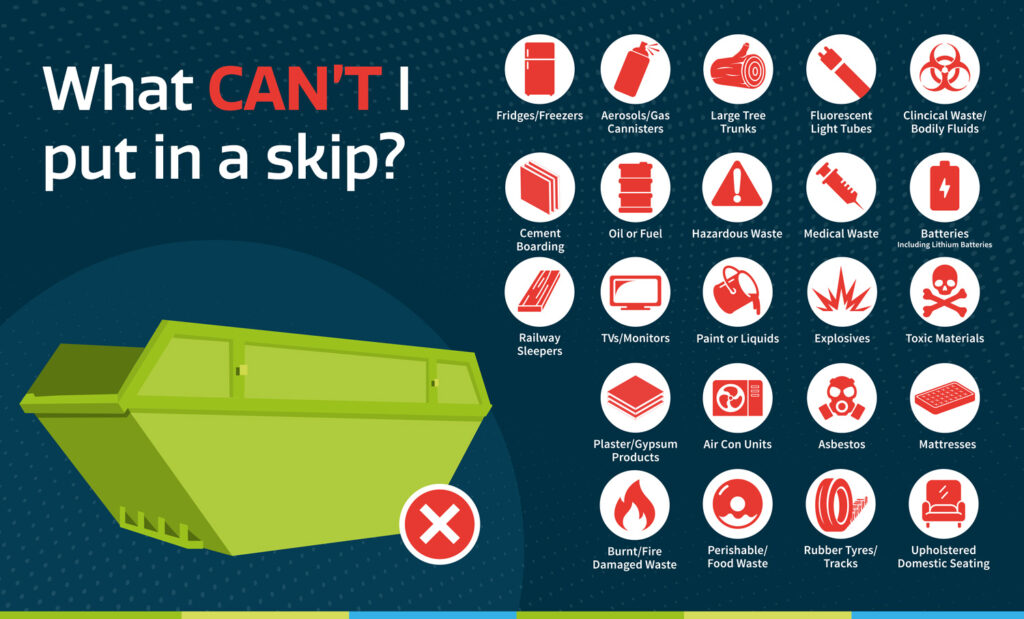 what cant i put in a skip infographic